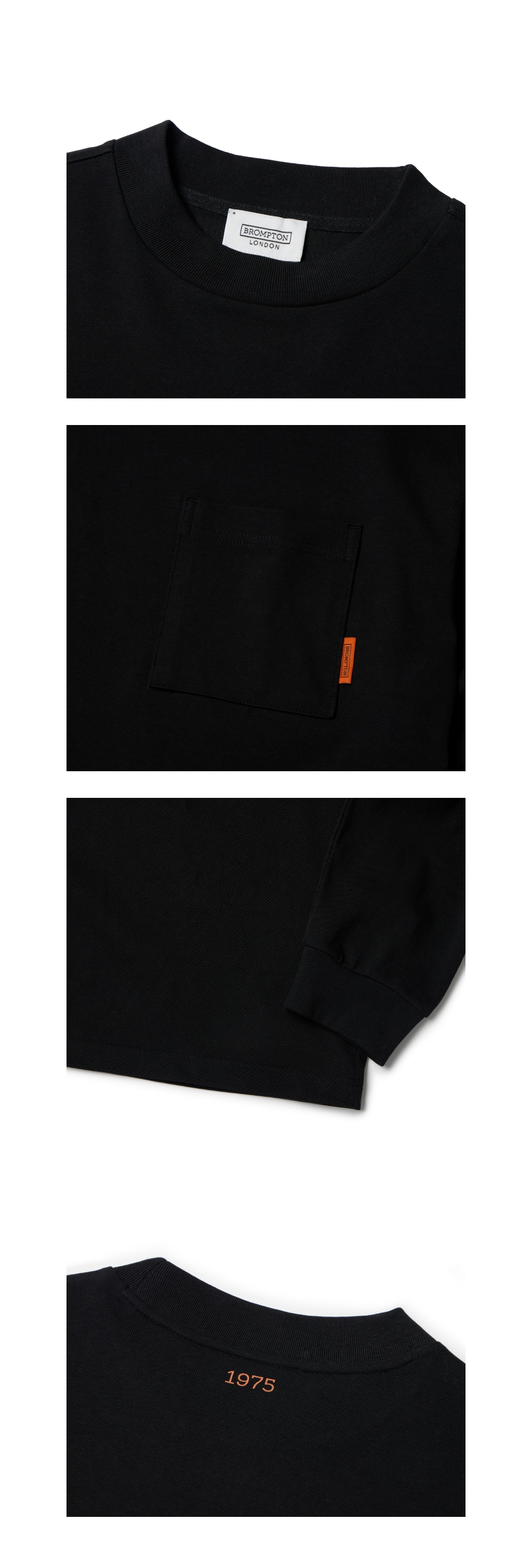 BROMPTON LONDON]1975 POCKET LONG SLEEVE T-SHIRT - BLACK