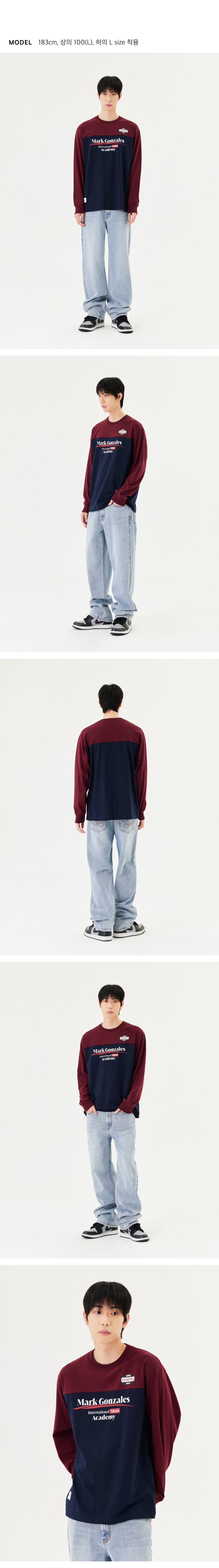 RETRO COLOR BLOCK L/S T-SHIRT - NAVY - 마크곤잘레스 공식