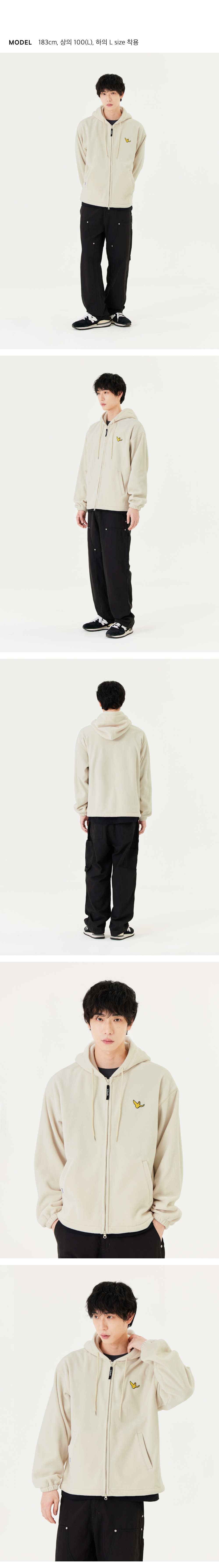ANGEL WAPPEN FLEECE HOOD ZIP-UP JACKET - IVORY 상세 이미지 6