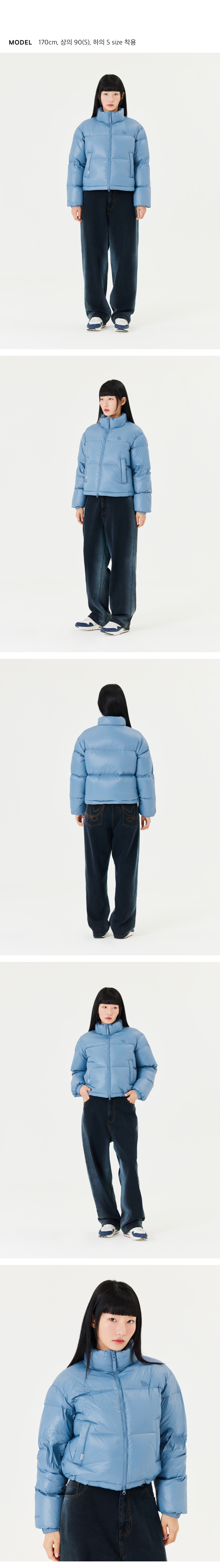 WOMENS ANGEL CROPPED PUFFER DOWN JACKET - BLUE - 마크