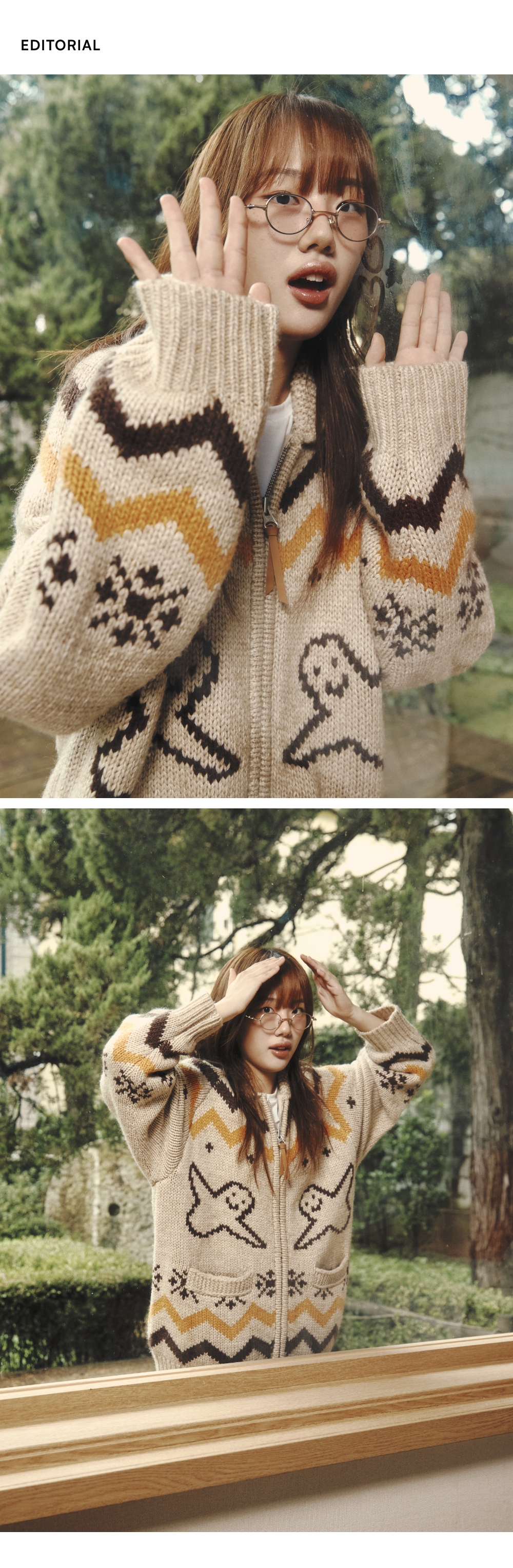 HOLIDAY COWICHAN ZIP-UP KNIT JACKET - M/OATMEAL 상세 이미지 3