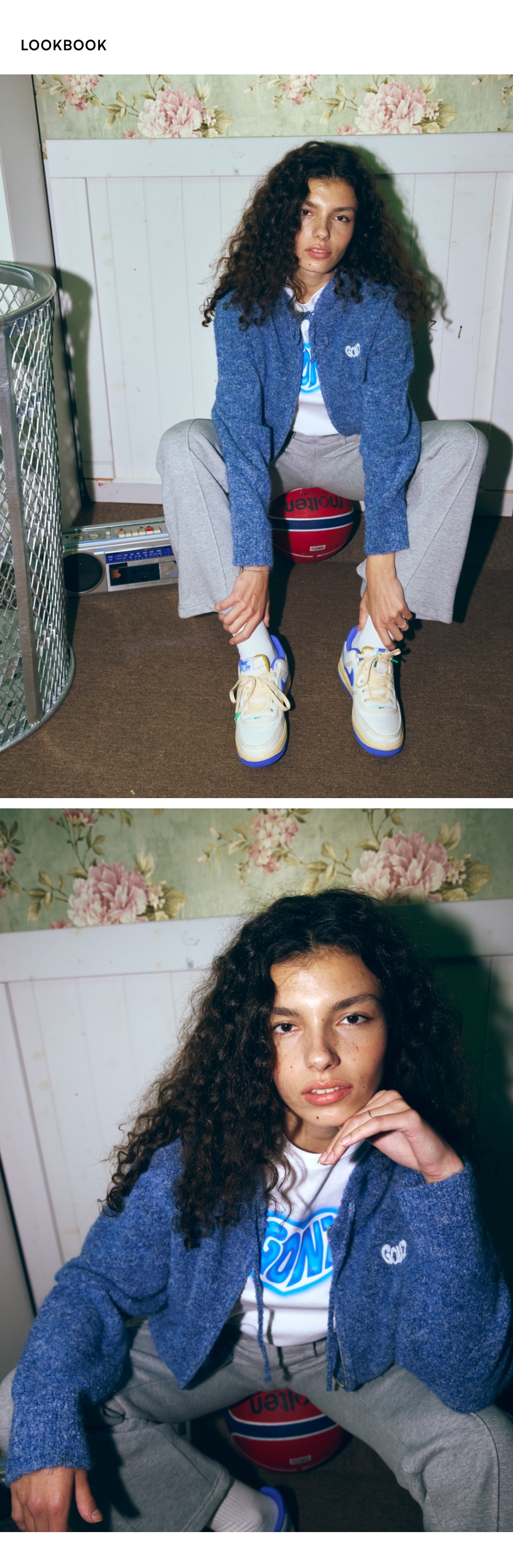 WOMENS CROPPED ZIP-UP KNIT HOODIE - L/GREY - 마크곤잘레스