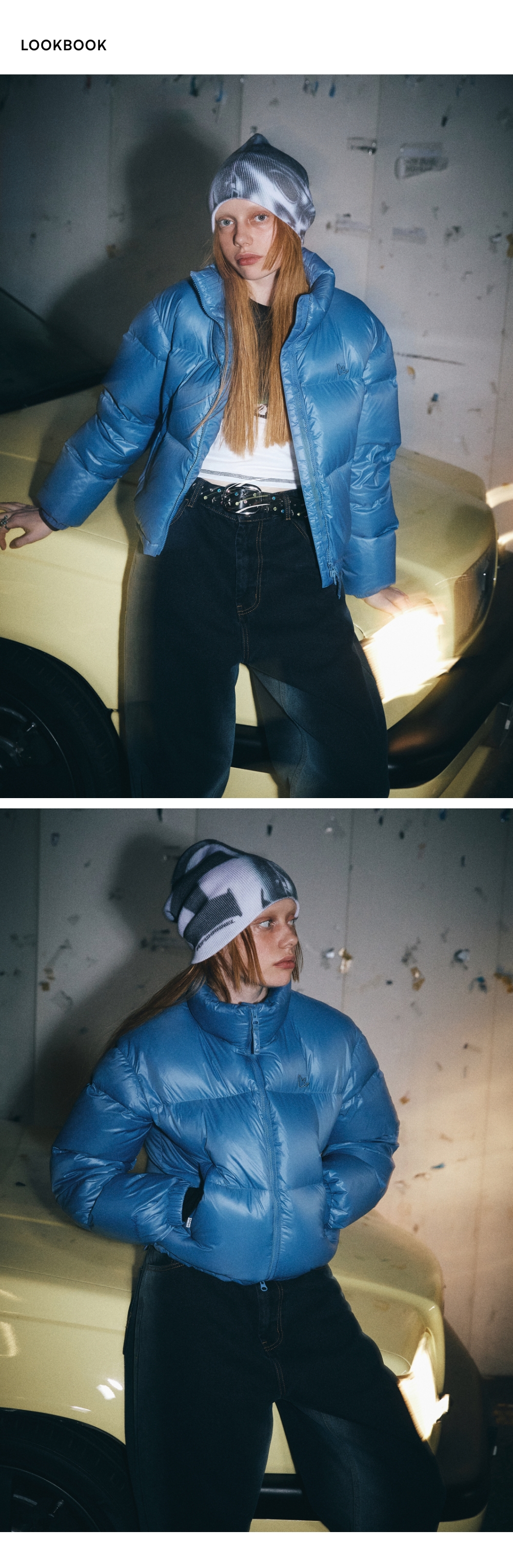 WOMENS ANGEL CROPPED PUFFER DOWN JACKET - BLUE - 마크